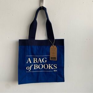 NWT Barnes & Noble “A Bag of Books” 100% Cotton Blue Tote Bag